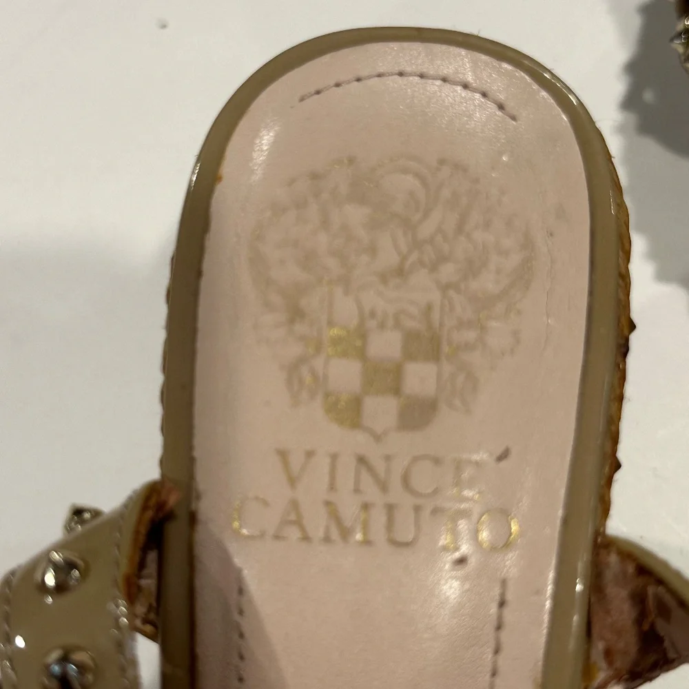Vince Camuto Spiked, Tan, Patent Leather, Wedge Heels - Size‎ 7.5